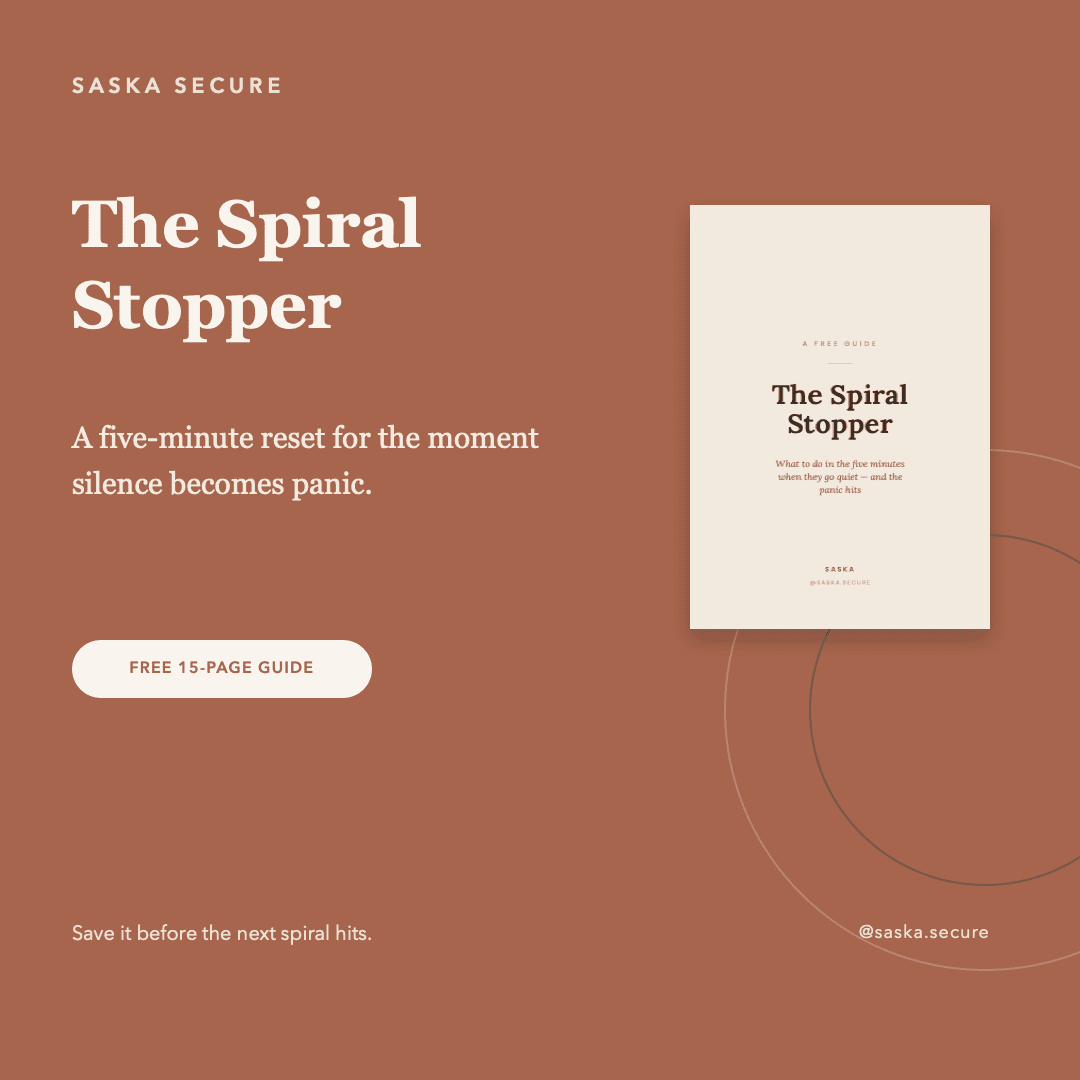 The Spiral Stopper — a free guide. A five-minute reset for the moment silence becomes panic.
